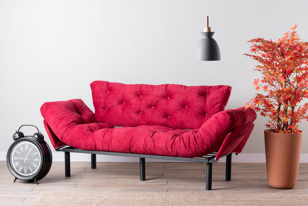 Schlafsofa 3-Sitzer mit Stoff, Nitta Bordeaux