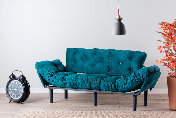 Schlafsofa 3-Sitzer mit Stoff, Nitta Blau