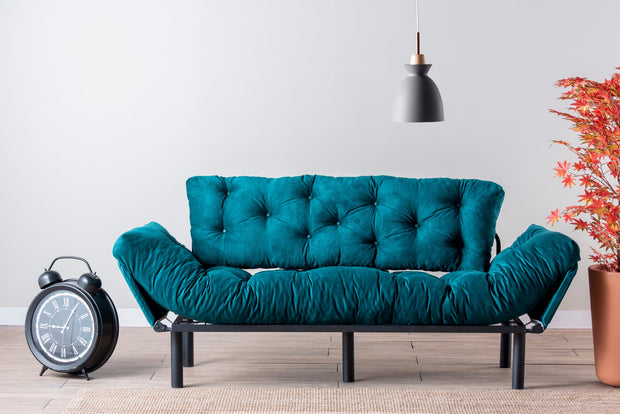 Schlafsofa 3-Sitzer mit Stoff, Nitta Blau (1)