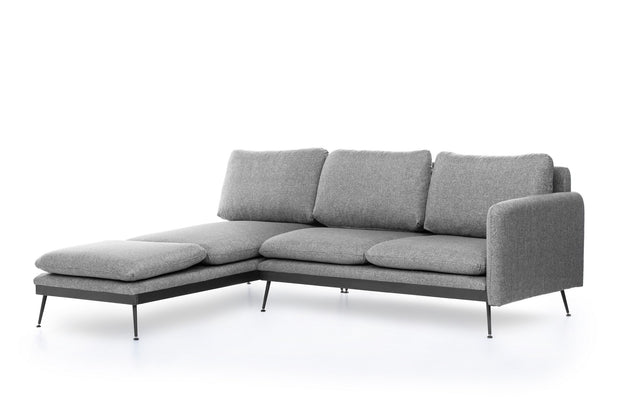 Ecksofa mit Chaiselongue Links, 3-Sitzer, aus Stoff, Reya Grau (1)