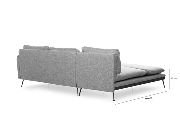 Ecksofa mit Chaiselongue Links, 3-Sitzer, aus Stoff, Reya Grau (4)