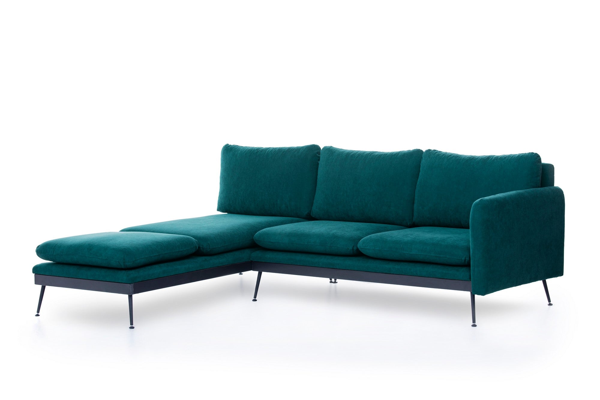 Ecksofa mit Chaiselongue Links, 3-Sitzer, aus Stoff, Reya Grün (1)