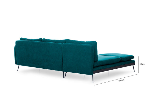 Ecksofa mit Chaiselongue Links, 3-Sitzer, aus Stoff, Reya Grün (4)