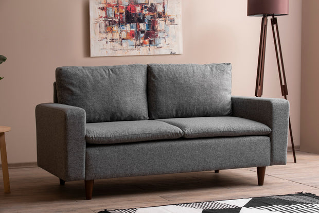 Sofa 2-Sitzer mit Stoff, Lungo Grau (1)