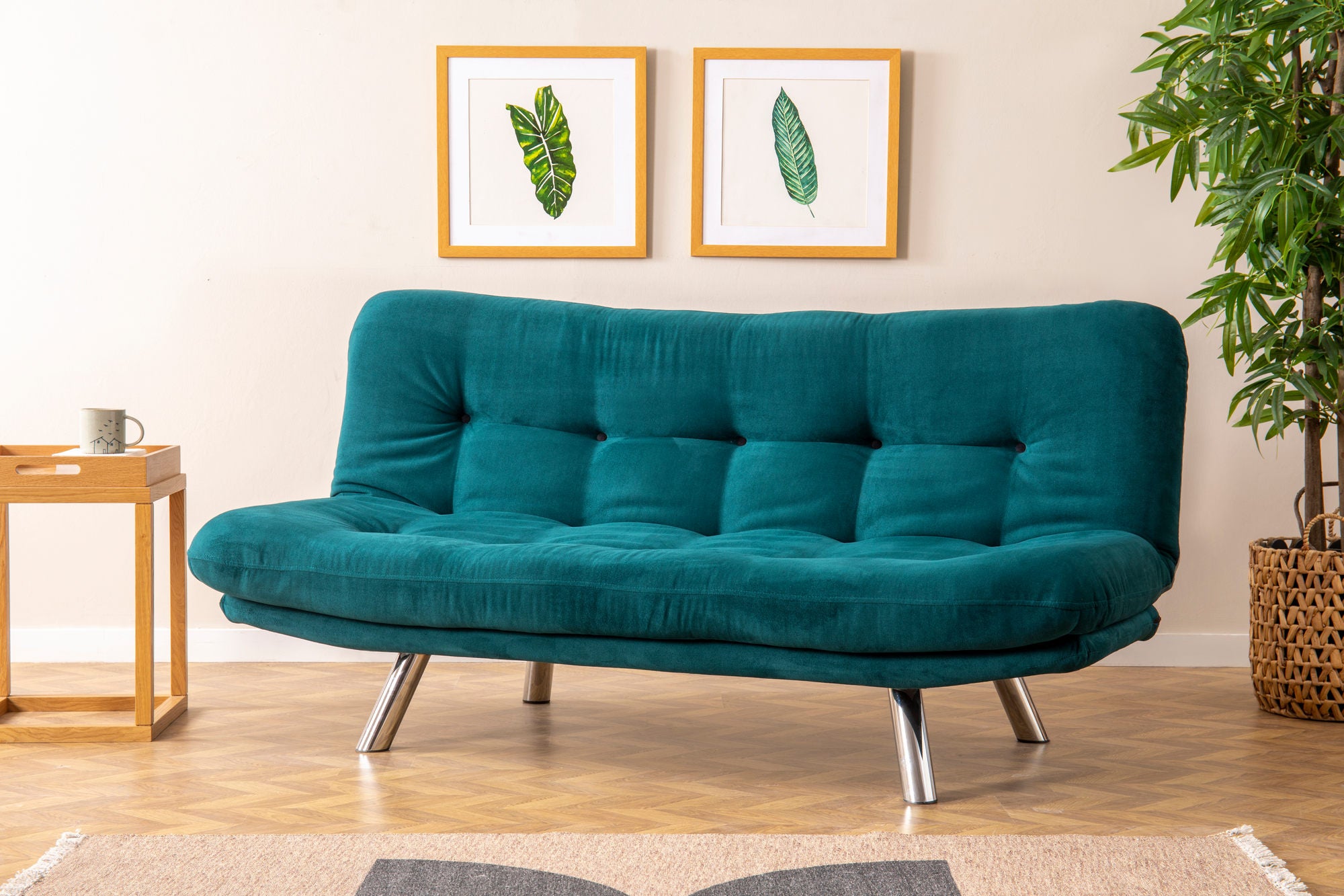 Schlafsofa 3-Sitzer mit Stoff, Misa Blau