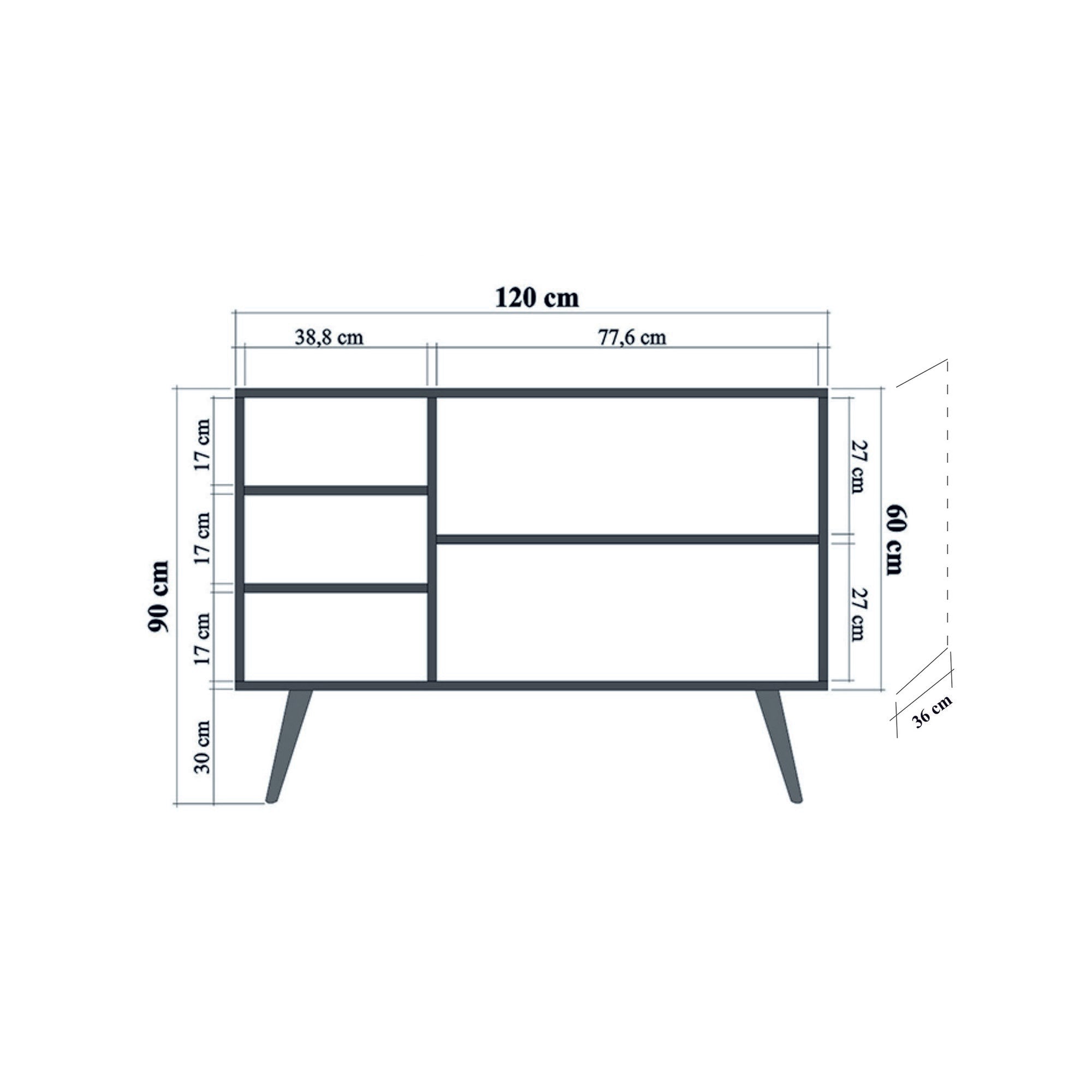 Sideboard mit 3 türen, Mega 221 Eiche (7)