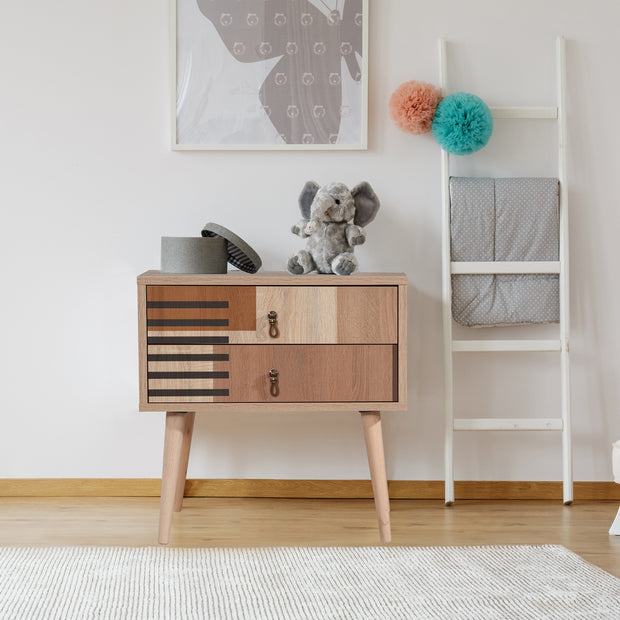 Nachttisch mit 2 schubladen, City Colorblock Mehrfarben