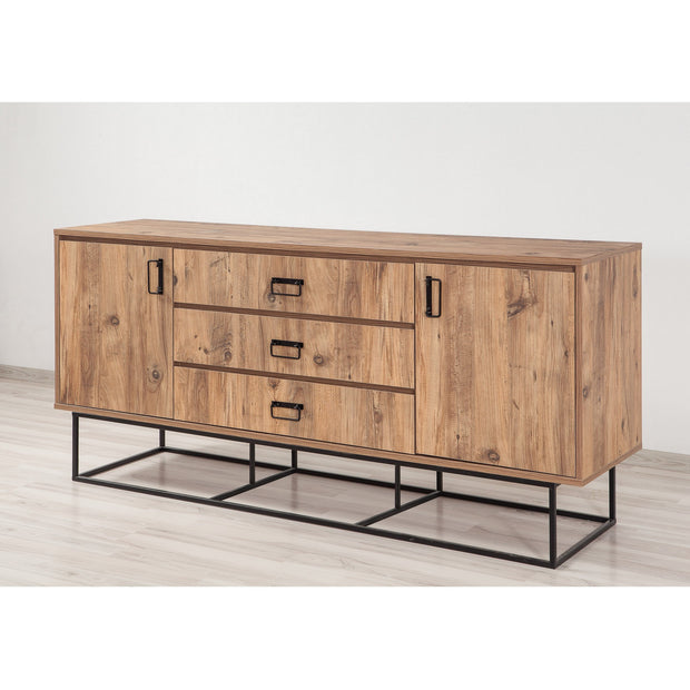 Sideboard mit 3 schubladen und 2 türen, Quantum Kiefer (2)