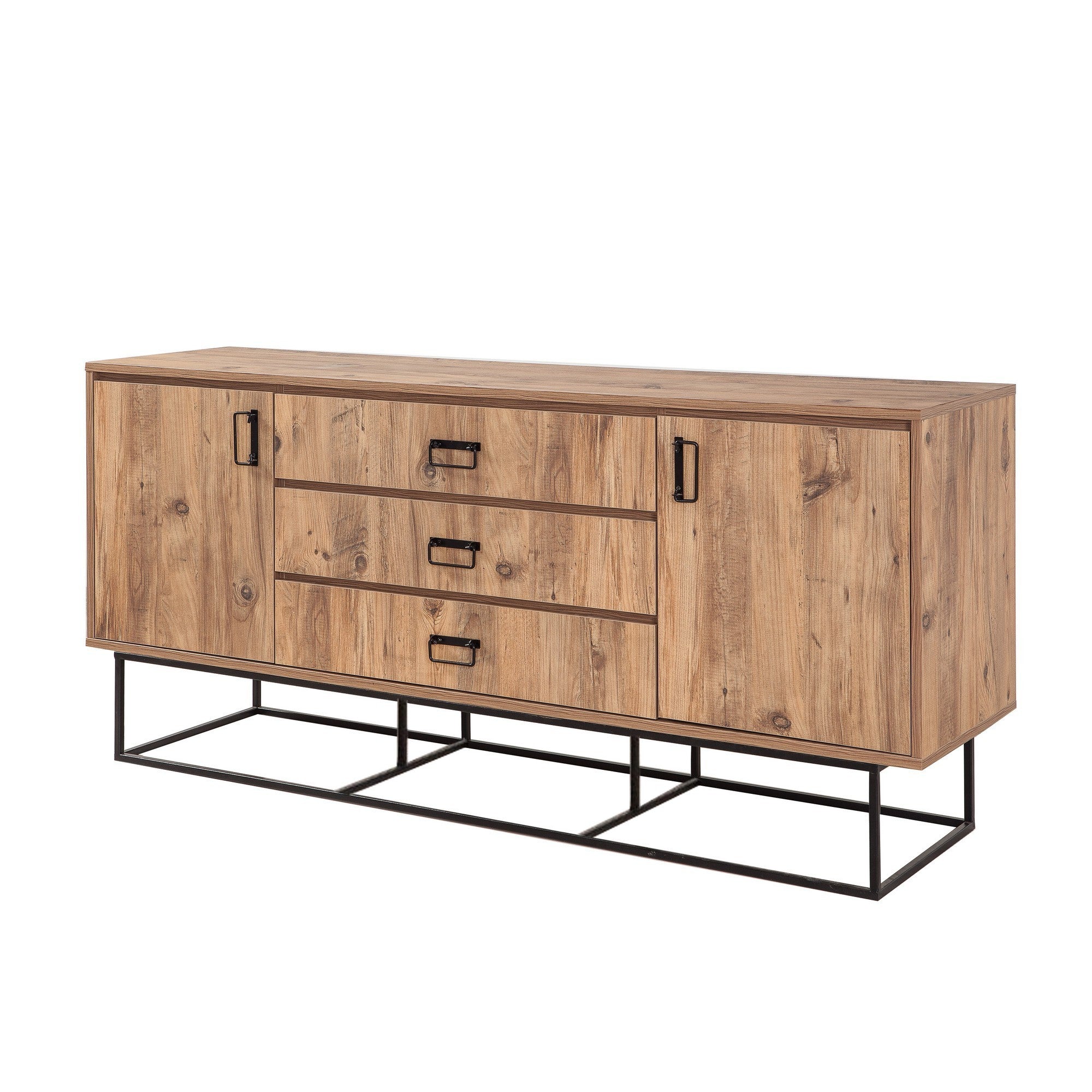 Sideboard mit 3 schubladen und 2 türen, Quantum Kiefer (3)