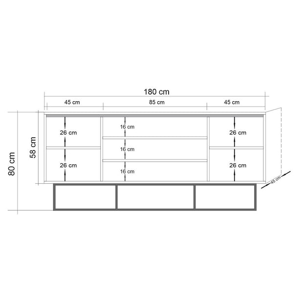 Sideboard mit 3 schubladen und 2 türen, Quantum Kiefer (5)