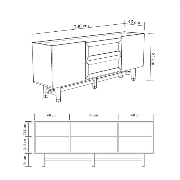 Sideboard mit 2 schubladen und 2 türen, Madison Eiche (11)