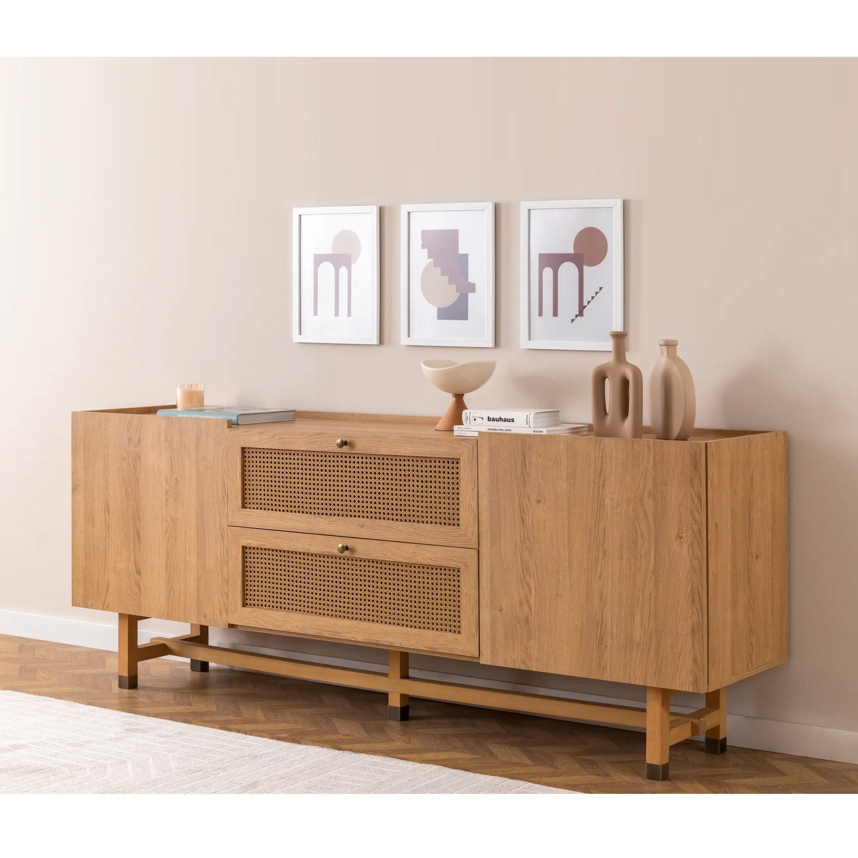 Sideboard mit 2 schubladen und 2 türen, Madison Eiche (2)