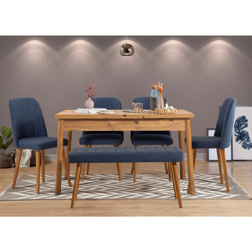 Esszimmer-Set Santiago V3 Blau, 6-teilig