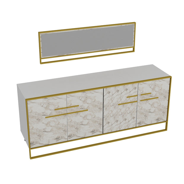 Sideboard mit 4 türen, Polka Aynalı Weiß (2)