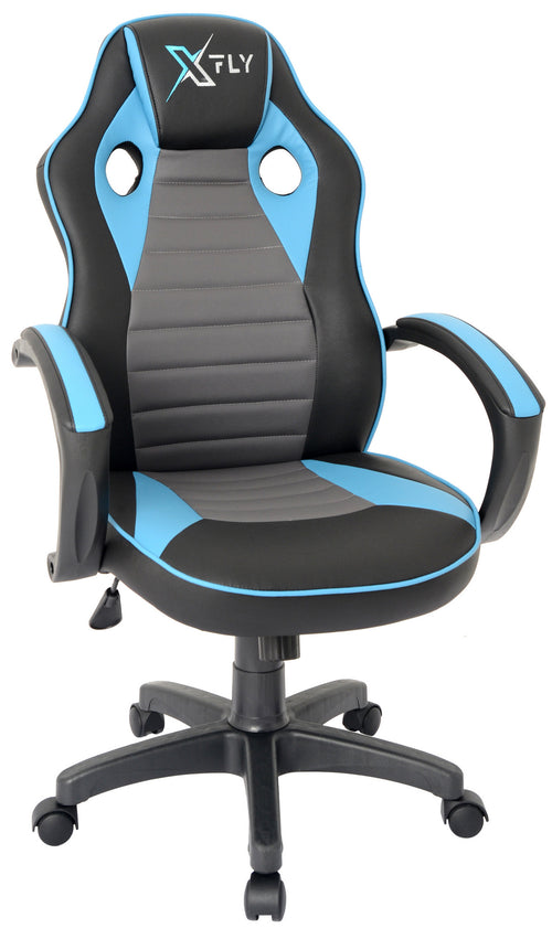 Gaming Stuhl mit Ökoleder XFly Blau