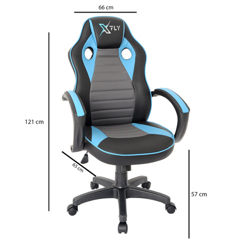 Gaming Stuhl mit Ökoleder XFly Blau (1)