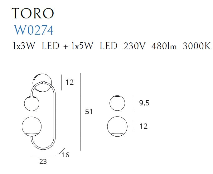 Wandleuchte Toro W0274 Gold (2)