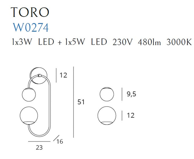 Wandleuchte Toro W0274 Gold (2)