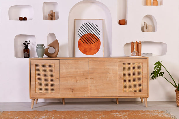 Sideboard mit 4 türen, Hazeran Eiche