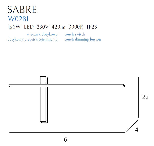 Wandleuchte Sabre W0281 Schwarz (4)