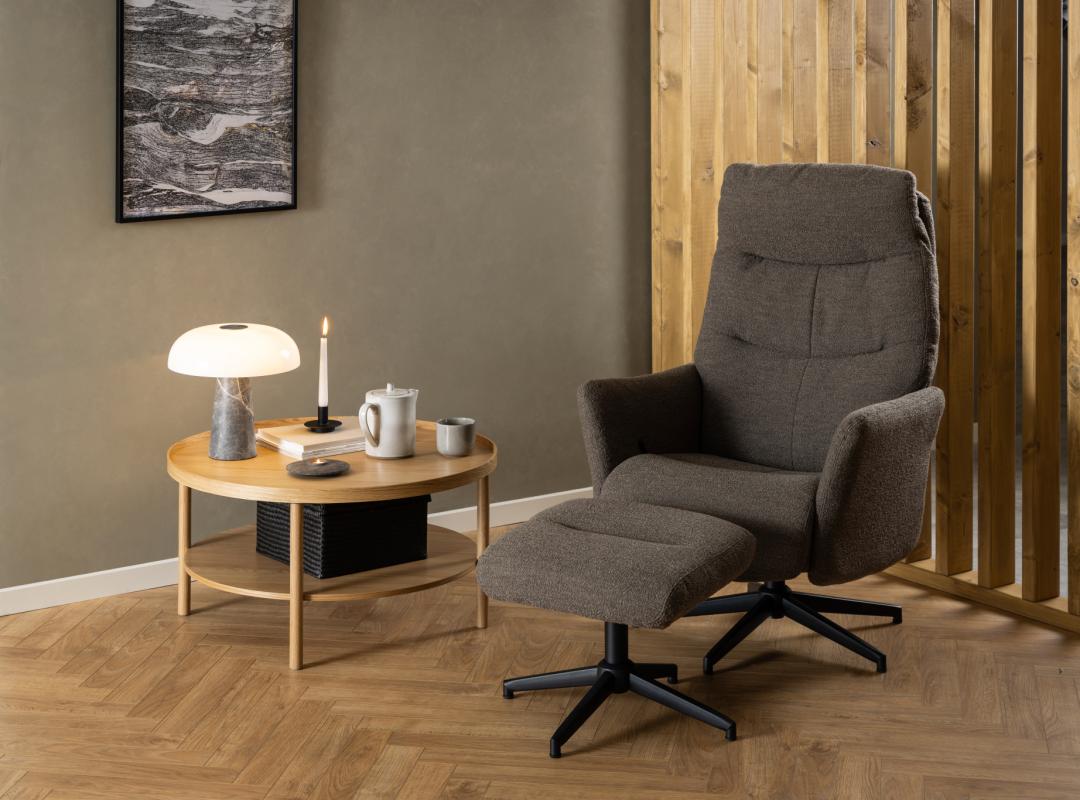 Relaxsessel mit Hocker mit Stoff London Cappuccino (3)