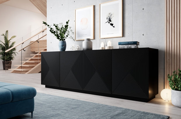 Sideboard mit 4 türen, Asha 200-4D Schwarz Matte (1)