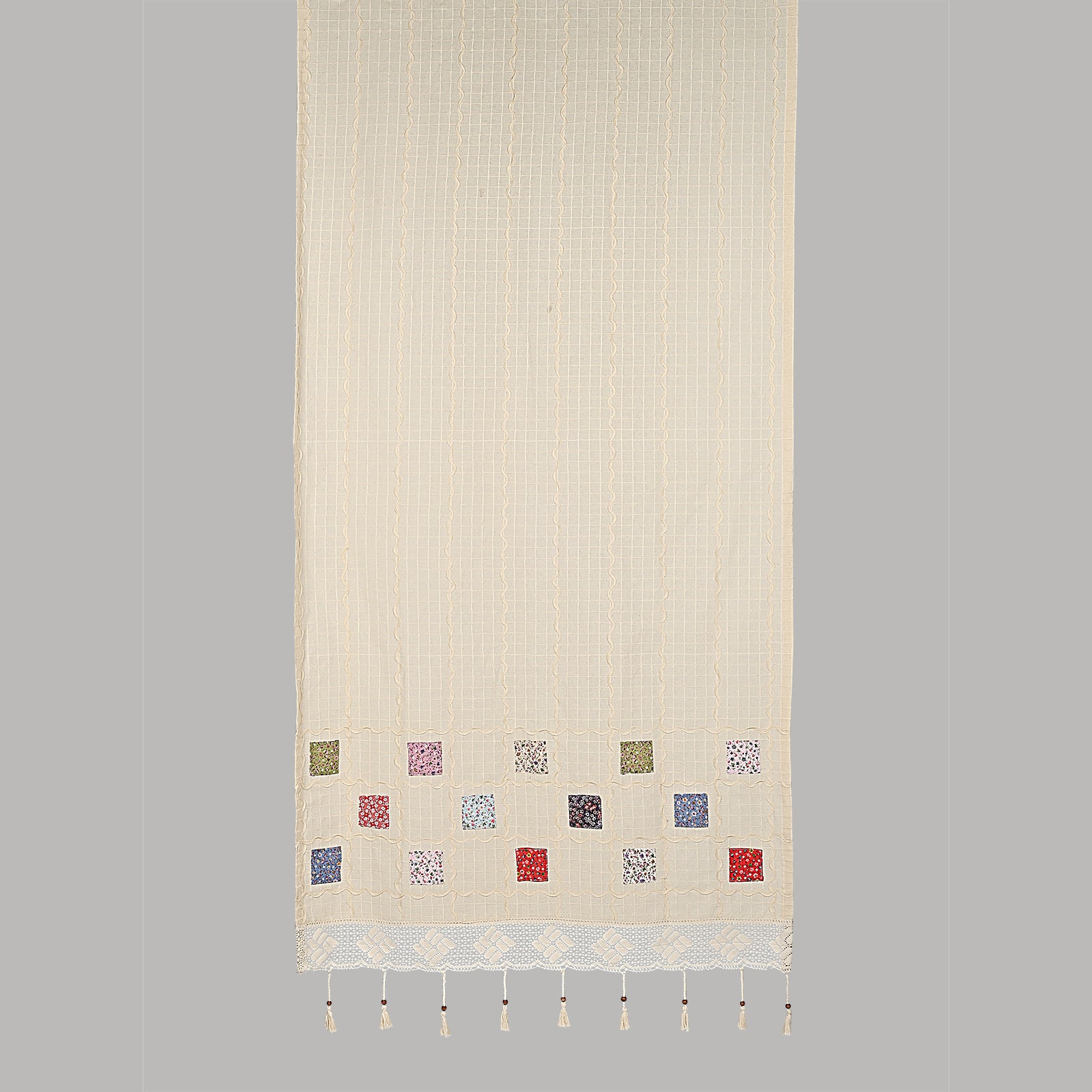 Vorhäng baumwolle Patchwork Beige (2)