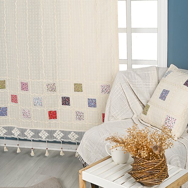 Vorhäng baumwolle Patchwork Beige (3)