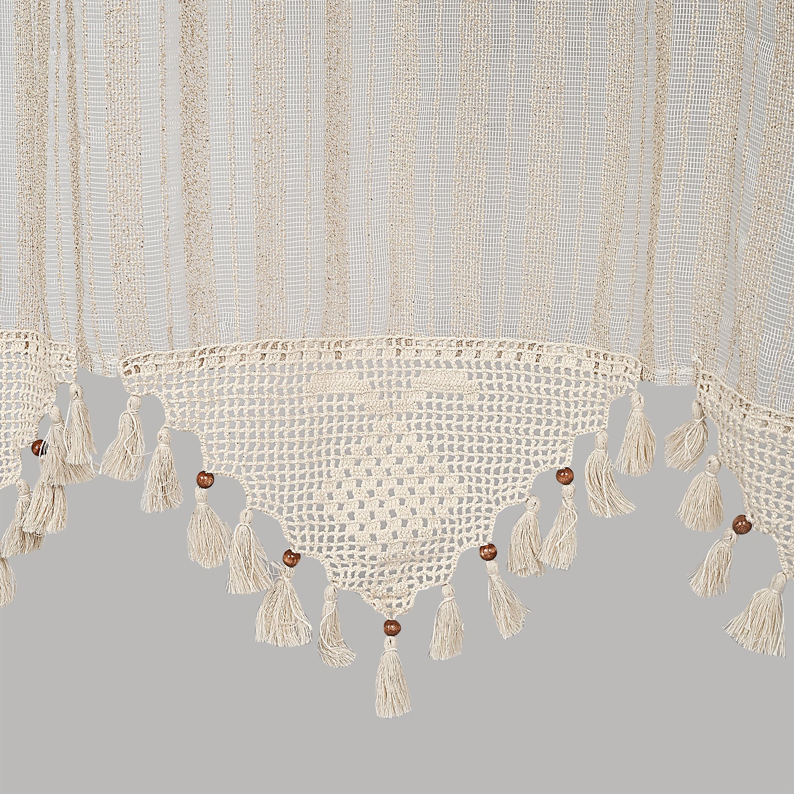 Vorhäng baumwolle Lace Tulle Beige (2)