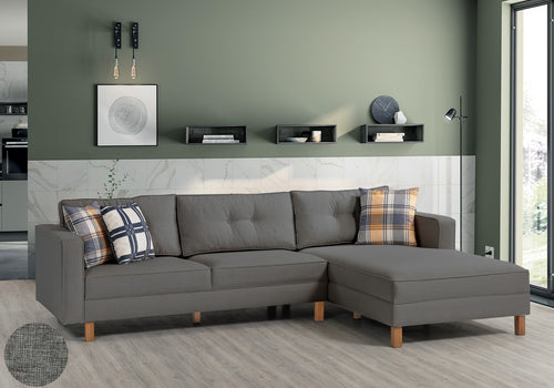 Ecksofa mit Chaiselongue Rechts, 3-Sitzer, aus Samtstoff, Castle Anthrazit