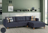 Ecksofa mit Chaiselongue Rechts, 3-Sitzer, aus Samtstoff, Castle Blau