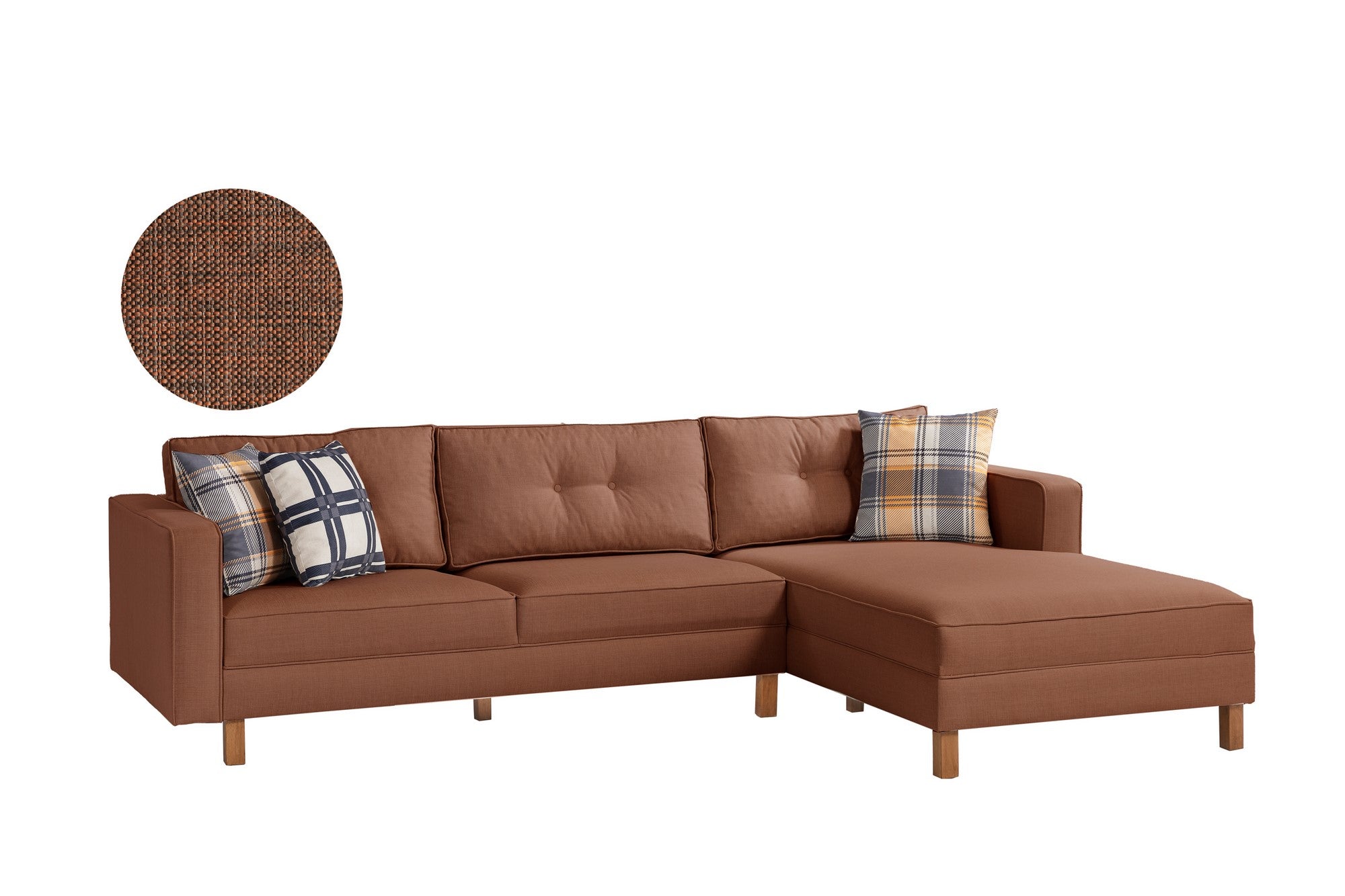 Ecksofa mit Chaiselongue Rechts, 3-Sitzer, aus Samtstoff, Castle Rost