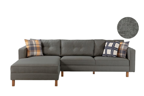 Ecksofa mit Chaiselongue Links, 3-Sitzer, aus Samtstoff, Castle Anthrazit