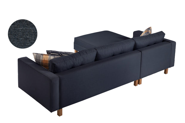 Ecksofa mit Chaiselongue Links, 3-Sitzer, aus Samtstoff, Castle Blau (3)