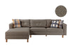 Ecksofa mit Chaiselongue Links, 3-Sitzer, aus Samtstoff, Castle Beige