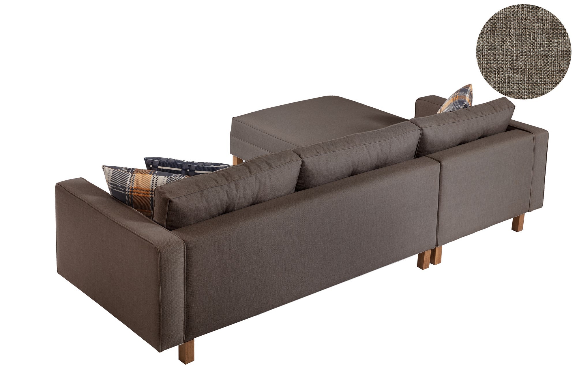 Ecksofa mit Chaiselongue Links, 3-Sitzer, aus Samtstoff, Castle Beige (3)