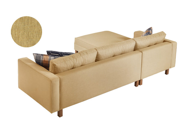 Ecksofa mit Chaiselongue Links, 3-Sitzer, aus Samtstoff, Castle Gelb (3)