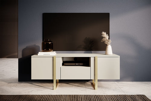 TV-Möbel mit 1 schublade und 2 türen, Verica 150-2D1SZ Creme (1)