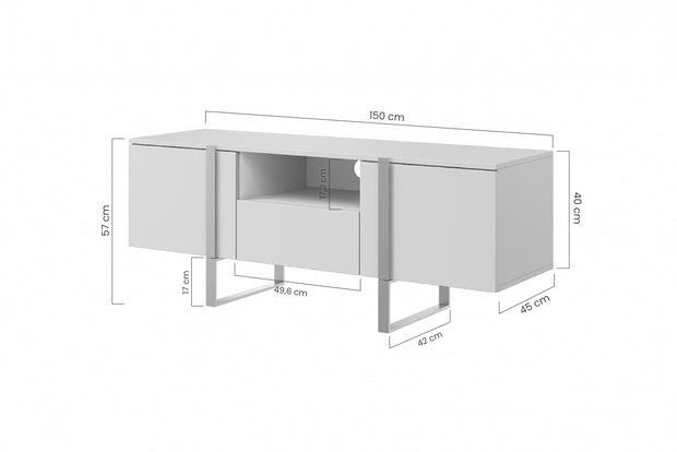 TV-Möbel mit 1 schublade und 2 türen, Verica 150-2D1SZ Creme (7)