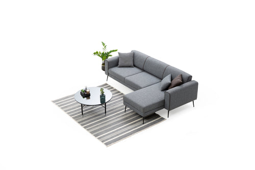 Ecksofa Schlaffunktion mit Chaiselongue Rechts, 3-Sitzer, aus Stoff, Elita Grau (1)