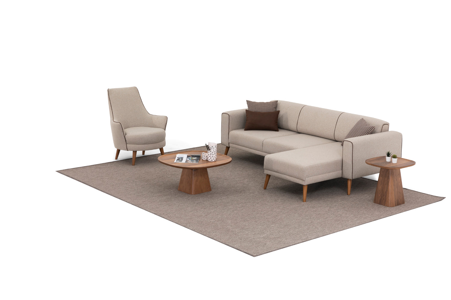 Ecksofa Schlaffunktion mit Chaiselongue Rechts, 3-Sitzer, aus Stoff, Elita Beige (1)