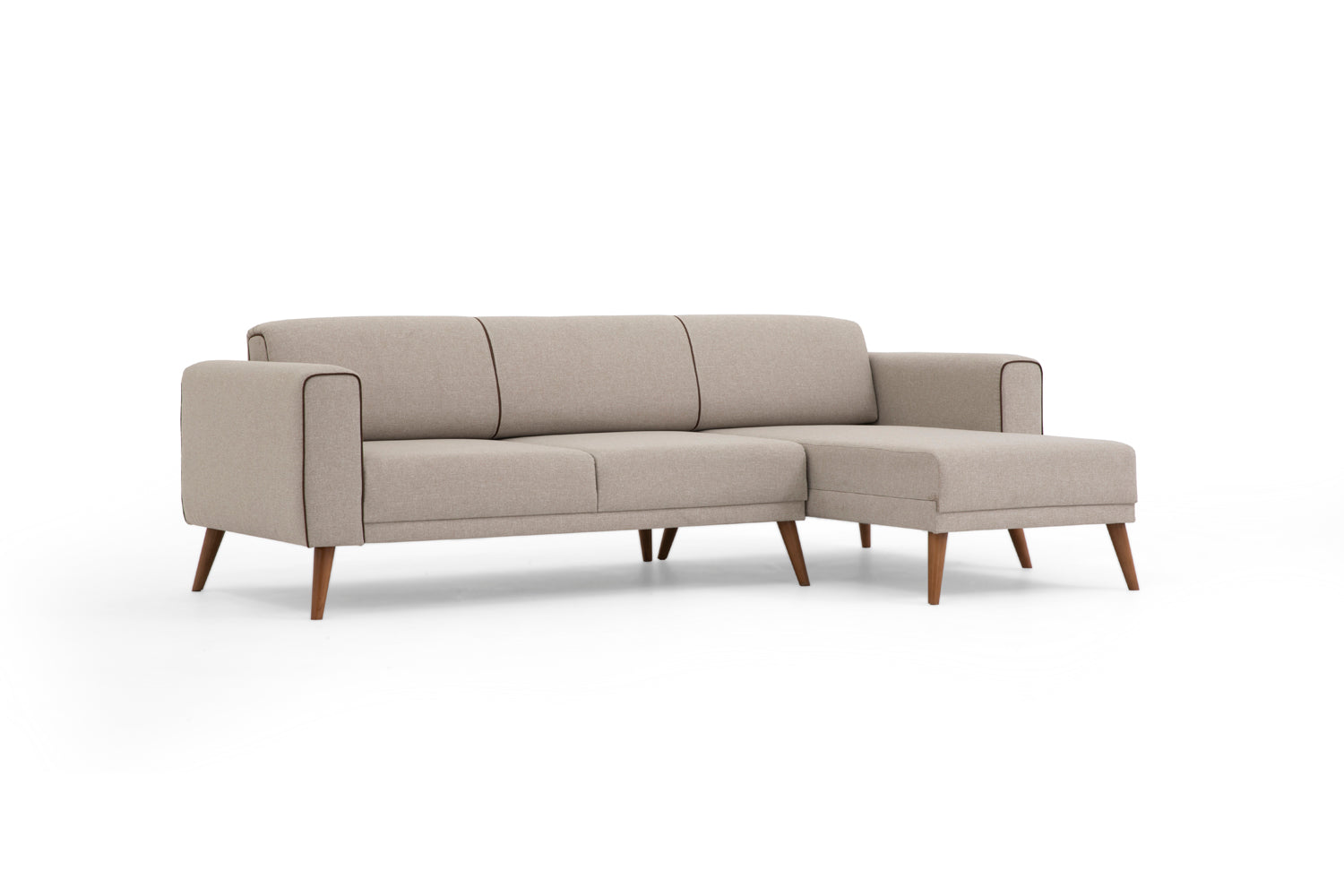 Ecksofa Schlaffunktion mit Chaiselongue Rechts, 3-Sitzer, aus Stoff, Elita Beige (4)