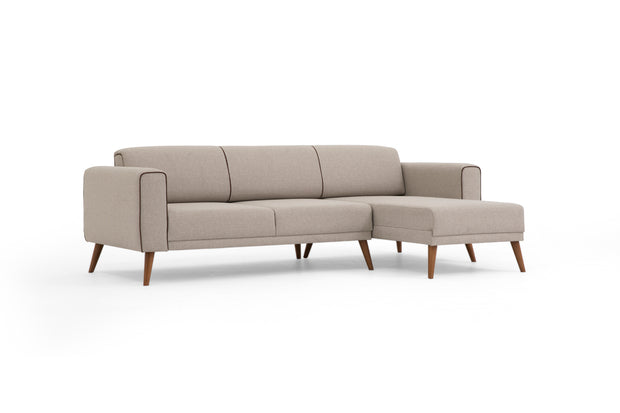 Ecksofa Schlaffunktion mit Chaiselongue Rechts, 3-Sitzer, aus Stoff, Elita Beige (4)