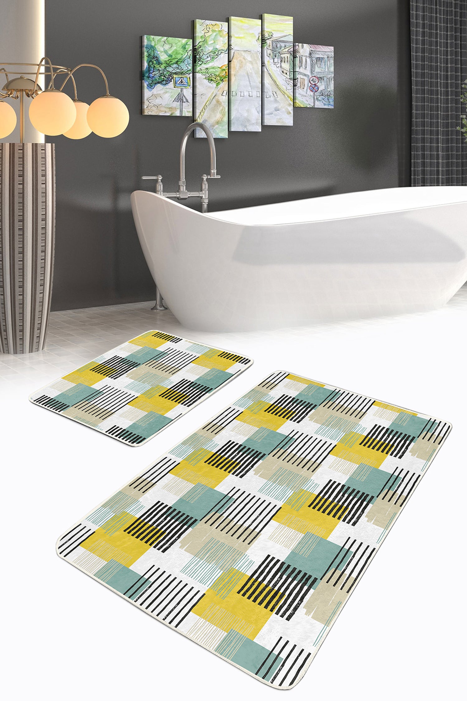 Badematten rutschfest Set 2-teilig Kenan BPS223 Rectangle Mehrfarben, 100 x 60 cm / 60 x 50 cm (1)