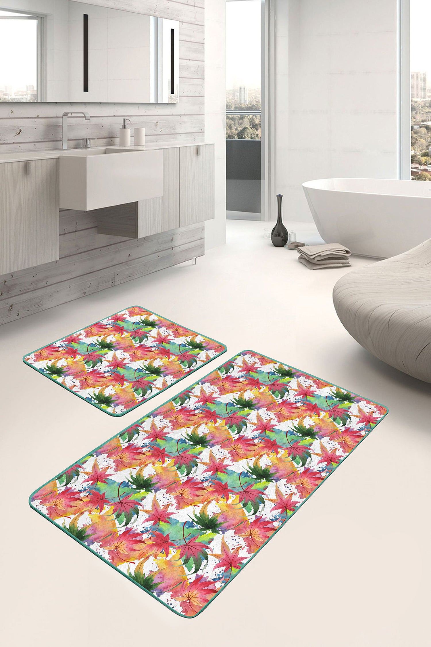 Badematten rutschfest Set 2-teilig Azra BPS243 Rectangle Mehrfarben, 100 x 60 cm / 60 x 50 cm (2)