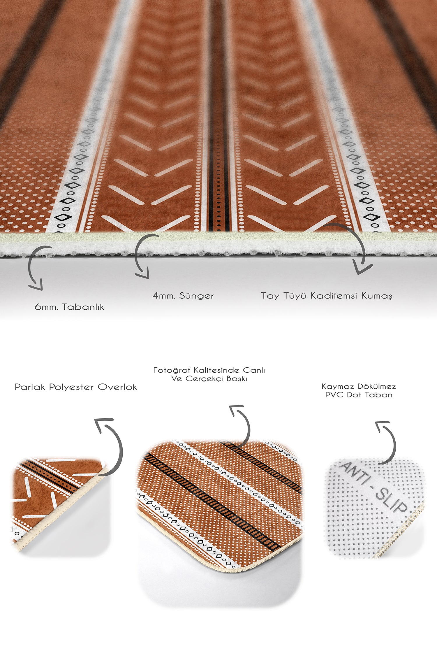 Badematten rutschfest Set 2-teilig Ferhat BPS367 Rectangle Mehrfarben, 100 x 60 cm / 60 x 50 cm (3)