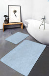 Badematten rutschfest Set 2-teilig Seyran BPS624 Rectangle Bleu 100 x 60 cm / 60 x 50 cm Blau, 100 x 60 cm / 60 x 50 cm (2)