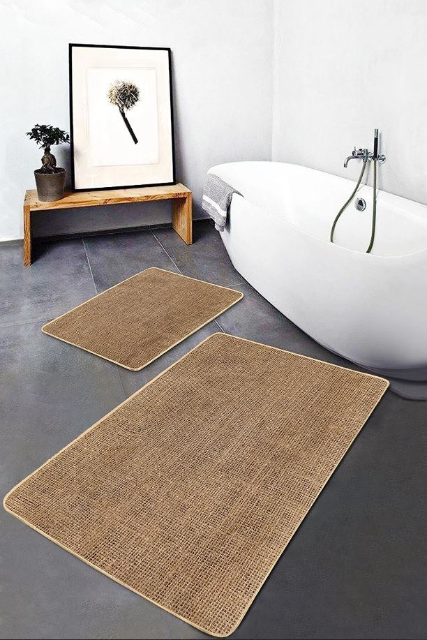 Badematten rutschfest Set 2-teilig Seyran BPS622 Rectangle Grej 100 x 60 cm / 60 x 50 cm Cappuccino, 100 x 60 cm / 60 x 50 cm (2)