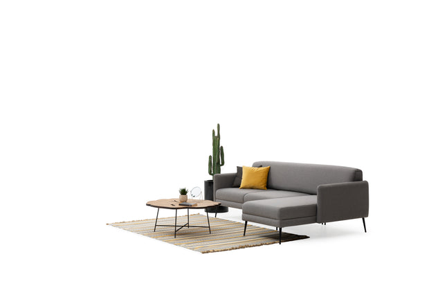 Ecksofa Schlaffunktion mit Chaiselongue Rechts, 3-Sitzer, aus Stoff, Meda Grau