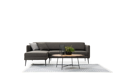 Ecksofa Schlaffunktion mit Chaiselongue Rechts, 3-Sitzer, aus Stoff, Meda Grau (1)